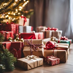 Cadeaux de no&euml;l au pied du sapin.