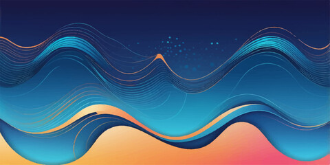 Abstract blue wave vector illustration with flowing lines and light motion design pattern for sea or ocean water concept backdrop