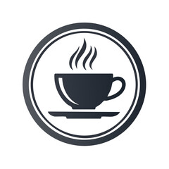 Obraz premium Steaming hot coffee cup icon vector graphic symbol for cafe or coffee shop