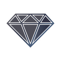 Modern Faceted Gemstone Icon with Blue Gradient Effect