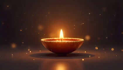 A glowing diya shines brightly in the dark, symbolizing light, hope, and peace during the Diwali festival. The warm flame radiates beauty and spiritual calmness.
