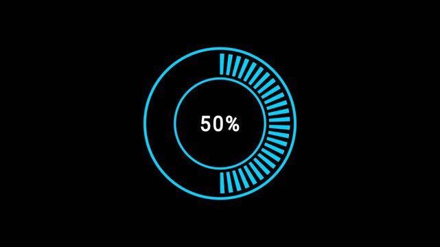  Loading Data HUD Blue circular segmented progress bar at 100%, with white percentage text in the center, set on a black background.
