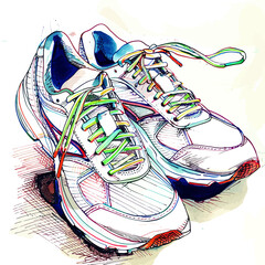 sport shoes on white background