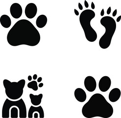Cute Animal Paw Print Icons  Vector Pack for Pet & Footprint Designs
