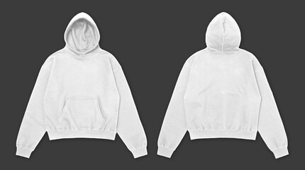 Blank White Oversized Hoodie Mockup, Front and Back Views for Apparel Design Template © Drip
