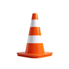 Orange Traffic Cone on White Transparent Background