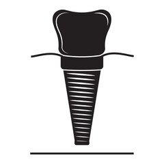Dental implant, silhouette icon. Screw prosthesis, Illustration of dental implantation,orthodontic dental implantation