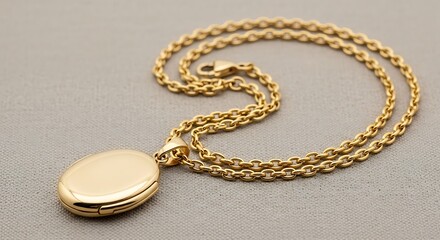 Gold locket pendant on a chain necklace closeup