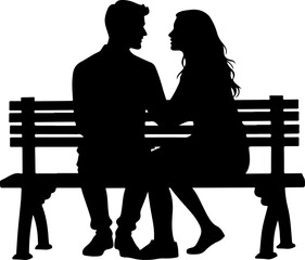Silhouette of People Sitting on Benches and Talking