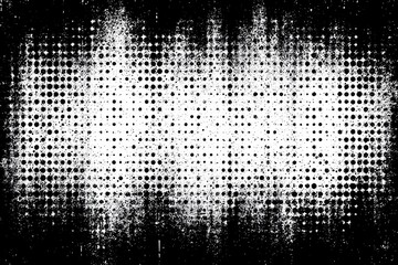 Black and white halftone texture with gradient dots creating abstract vintage pattern. Retro comic style background for design, print, or graphic art with contrast shading effect.