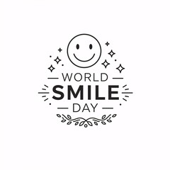 Celebrate World Smile Day with this charming graphic featuring a happy emoji and festive flourishes, perfect for promoting joy and positivity