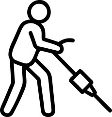 working with jackhammer vector icon on white or transparent background. coal mining or mining worker or mining labor icons items. Editable Stroke icon collection for mobile and web.