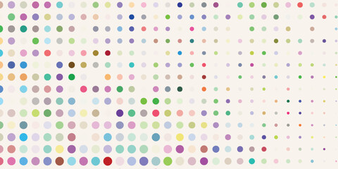 Seamless abstract pattern, background of multicolor falling confetti, polka dots on a light background, flat style dot pattern template modern