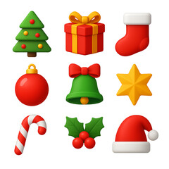 set of  3d christmas icons