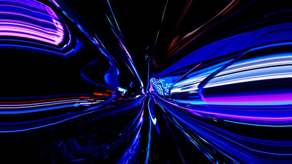 Abstract neon light streaks in darkness