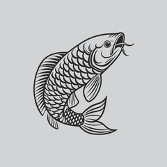 Obraz premium Classic Arowana Fish Etching Design