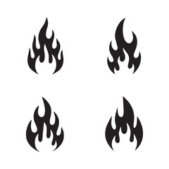 Four Black Flame Icons on White Background