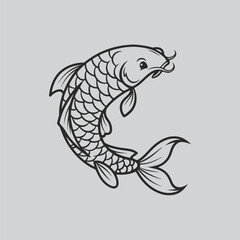 Creative Arowana Fish Line Drawing
