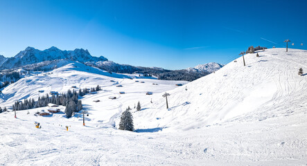 Mountain landscape in Austria, Lofer ski resort in winter,