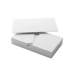 A stack of blank white business cards with one card lifted slightly.