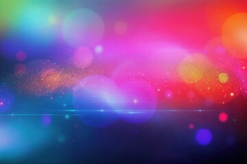 Abstract colorful bokeh background with glowing light circles in pink, blue, purple, and orange tones. Bright gradient blur texture creating vibrant dreamy atmosphere and soft illumination.