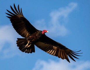 Vulture in flight against a clear sky