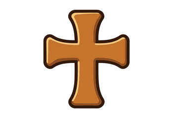 Fototapeta premium Wooden Cross Icon Flat Symbol Vector Cartoon Illustration with Transparent Background Religious Christian Symbol Spiritual Faith and Religion Decoration Design