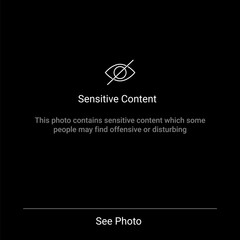 Censorship sensitive content warning eye icon. Photo censor content blur attention screen hidden template.