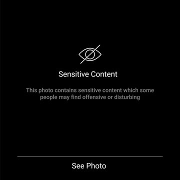 Censorship sensitive content warning eye icon. Photo censor content blur attention screen hidden template.