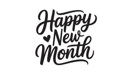 Happy New Month lettering modern calligraphy text with heart vector illustration for greeting cards and social media posts Isolated on White Background