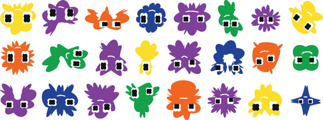 Colorful Cartoon Animal Faces Vector Set – Funny Kids Icons, Baby Design Elements, and Playful Child Pattern Illustration