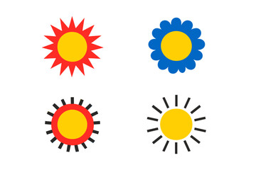 Fototapeta premium Collection of stylized sun symbols and weather icons for graphic design projects