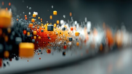 Abstract Cubic Explosion: A dynamic illustration of a cubic explosion, featuring vibrant colors and a sense of motion and energy.