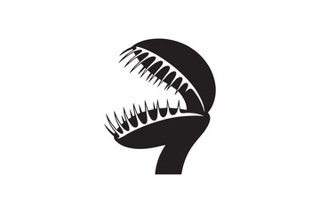 Venus Flytrap Silhouette Vector Art Carnivorous Plant Black and White Icon