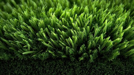 Close-Up of Lush Green Turf: A close-up shot of vibrant, textured artificial turf, showcasing the perfect symmetry of the blades, creating a sense of depth and freshness.