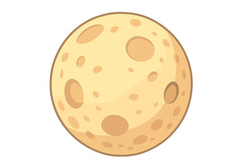 Full moon cartoon vector illustration. Isolated celestial body with craters for space, science & astronomy projects. Graphic element for infographics or children's books design.