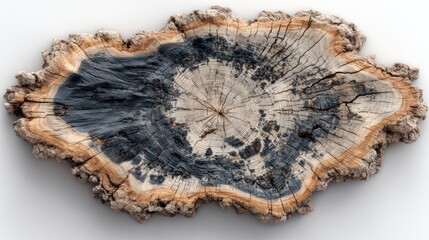 Timeless Timber: Detailed overhead shot of a tree trunk cross-section, showcasing the intricate patterns and textures within, offering a glimpse into the wood's history.