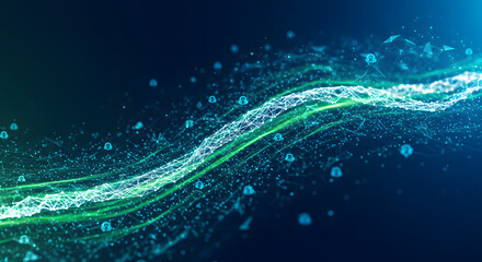 Cyber Security Data Stream with Padlock Icons