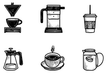 Coffee and coffee preparation icons