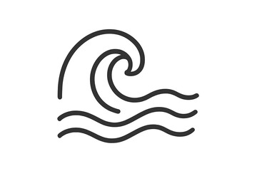 Wave line icon vector. Simple ocean sea sign. Water surf symbol. Linear illustration for logo. Minimalist swirl graphic element. Ripple flow design. Nature tsunami storm.