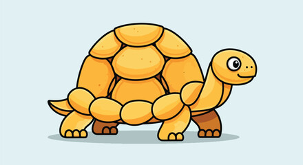 Cartoon illustration of a cute tortoise with a textured shell, ideal for children’s books, educational materials, animal-themed designs, and playful creative projects
