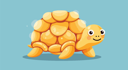 Cartoon illustration of a cute tortoise with a textured shell, ideal for children’s books, educational materials, animal-themed designs, and playful creative projects