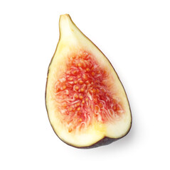 Piece of ripe fig isolated on white, top view