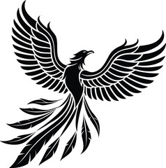 Abstract phoenix bird silhouette with wings spread