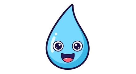 Joyful animated water droplet character brimming with cheerfulness and vitality