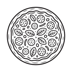 Whole Pizza Outline Vector Illustration