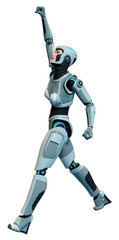 3D Rendering Female Robot on White
