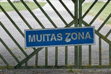 European Square Sign Indicating Customs Control Zone “Muitas Zona”