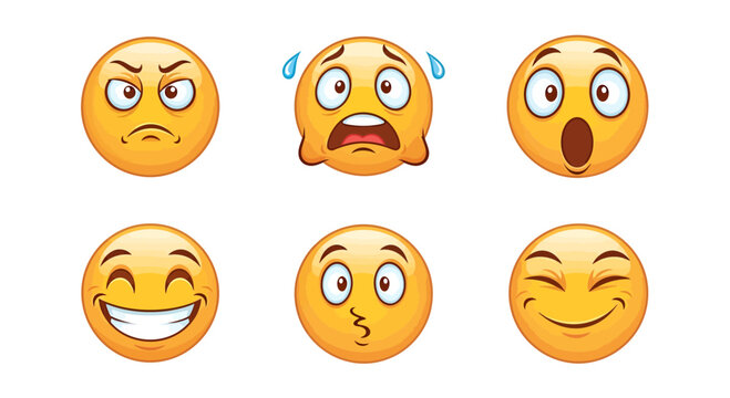 Versatile collection of expressive emoji faces conveying a diverse range of human emotions
