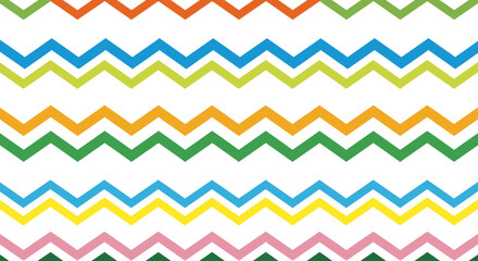 Vibrant chevron pattern with playful multicolor, seamless zigzags perfect for backgrounds and